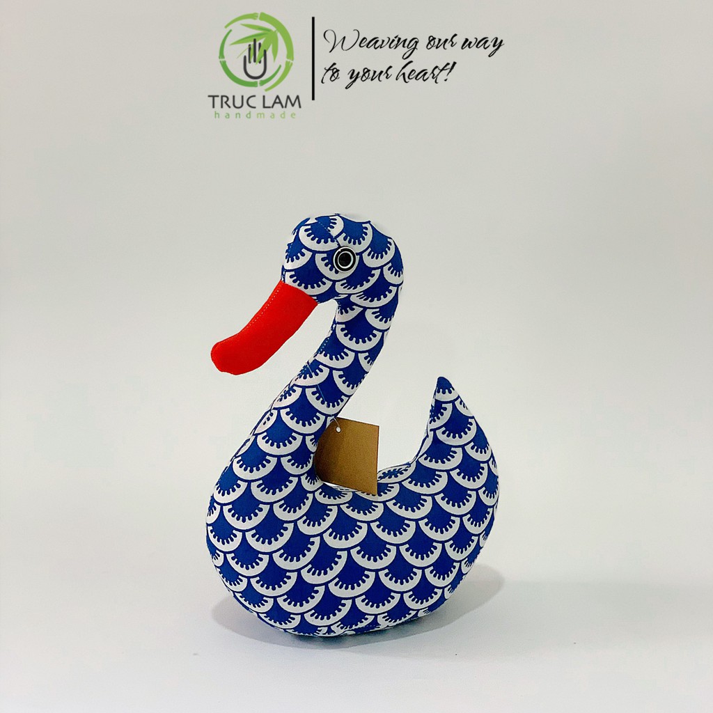 Đồ Chơi Cho Bé Thú Nhồi Bông Hình Con Thiên Nga Vải Hoa Bông Gòn Bông Sạch – Trúc Lâm Handmade