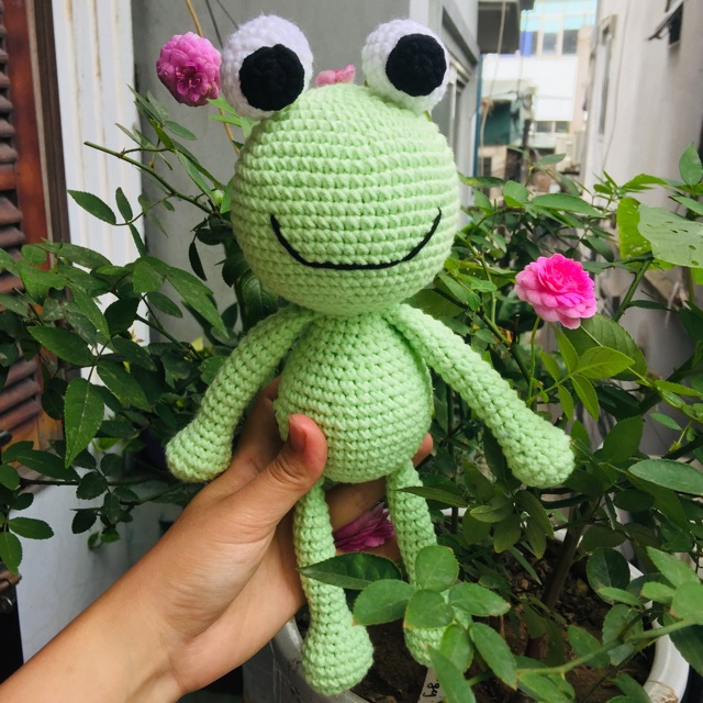 Ếch cốm, đồ chơi thú bông bằng len móc handmade