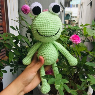 Ếch cốm, đồ chơi thú bông bằng len móc handmade
