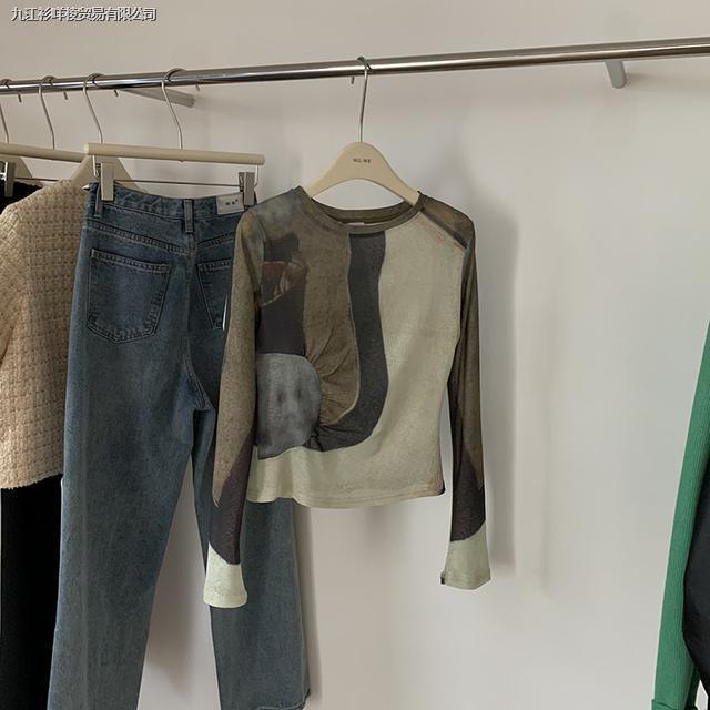 Low Saturated Áo Tay Dài / Màu Sắc Tương Phản Độ Co Giãn Cao Cho Nữ