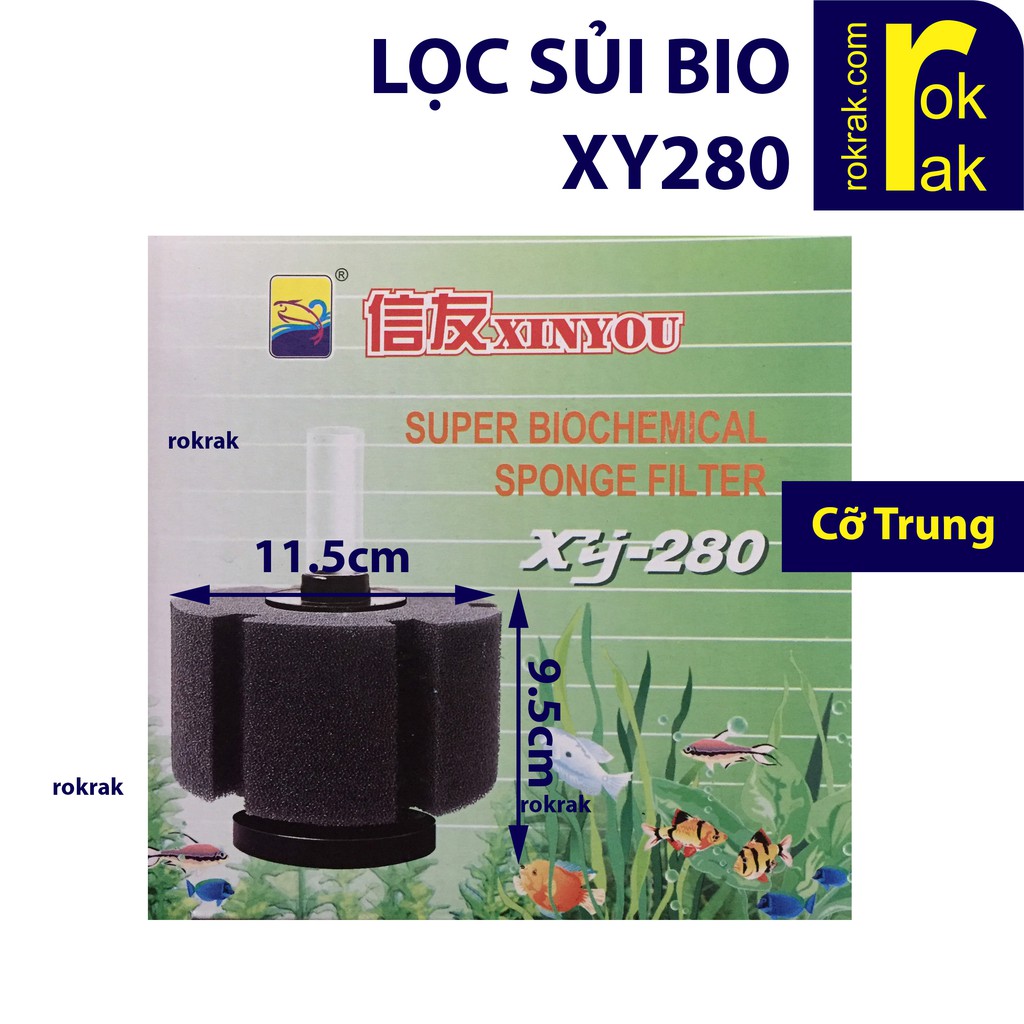 Lọc sủi vi sinh bio size trung XY-280 XY280 cho hồ cá cảnh