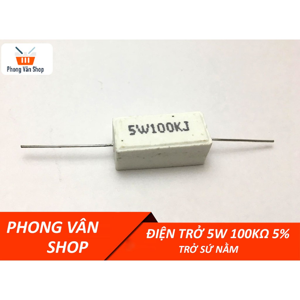 Điện trở 5W 100k ohm 5% - Trở sứ nằm