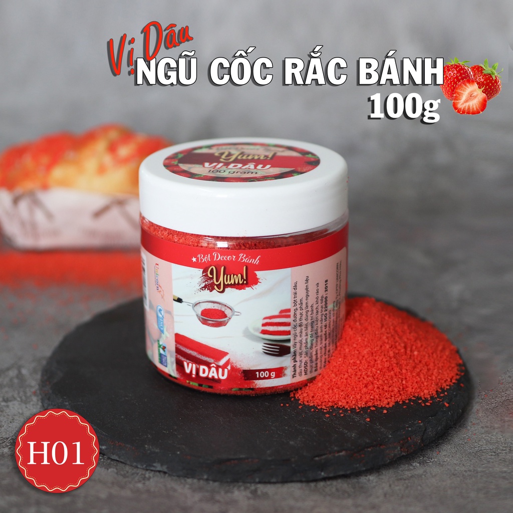 Bột Rắc Bánh Yum Vị Dâu Trang Trí Bánh Sinh Nhật - 100g