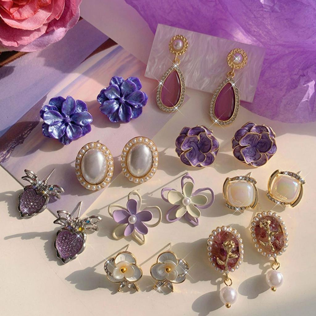 Bông Tai Hình Hoa Tím Thời Trang Mùa Hè Hàn Quốc 2023 Dành Cho Bạn Nữ