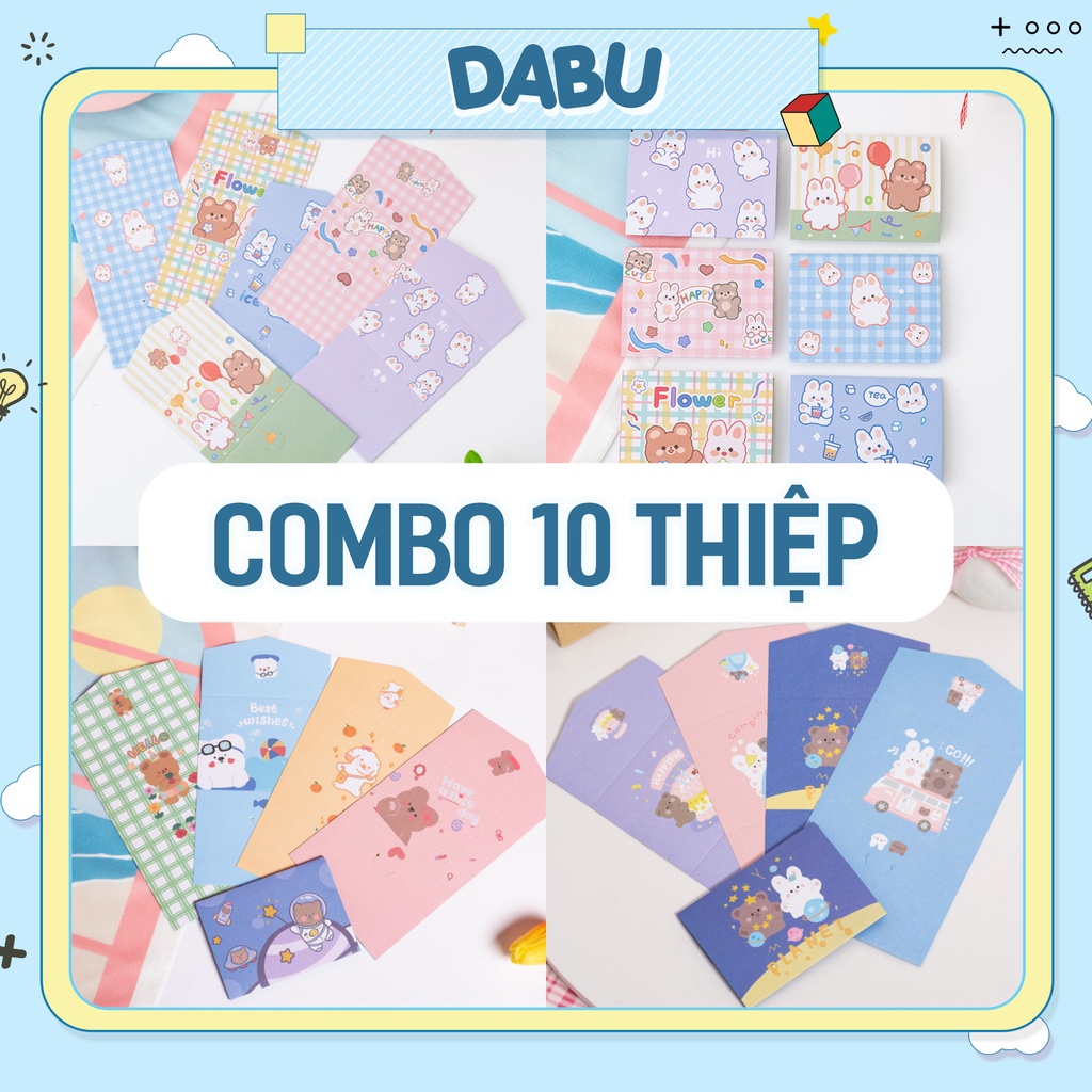 Combo 10 thiệp chúc mừng sinh nhật quà tặng happy birthday DABU thiệp họa tiết hoạt hình dễ thương cute