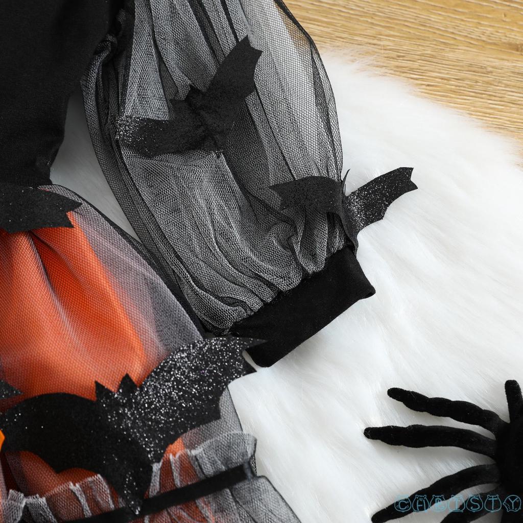 Đầm Bé Gái Phối Lưới Phong Cách Halloween Đáng Yêu
