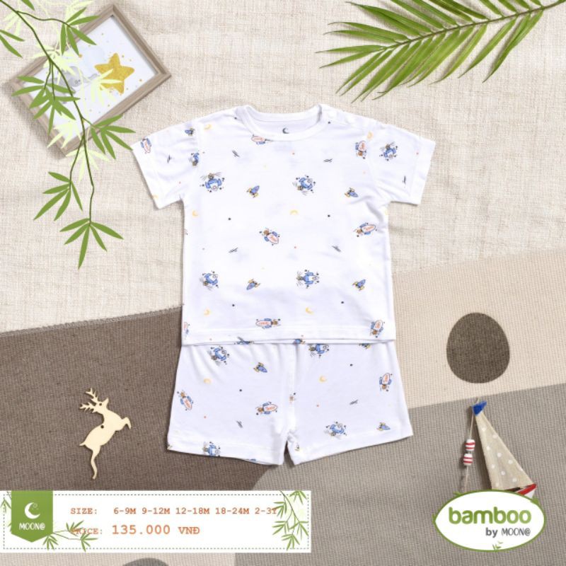 Moon - XẢ KHO Bộ cộc cài vai Moon vải sợi tre cho bé từ 6-16kg