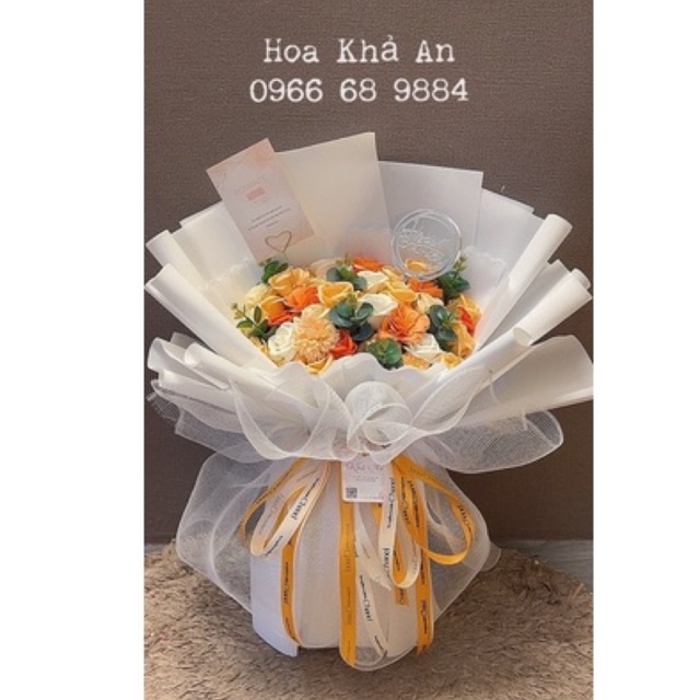 [Hoa sinh nhật] Bó hoa sáp mix siêu cao cấp, bó cực to 50x70cm, thiết kế Khả An