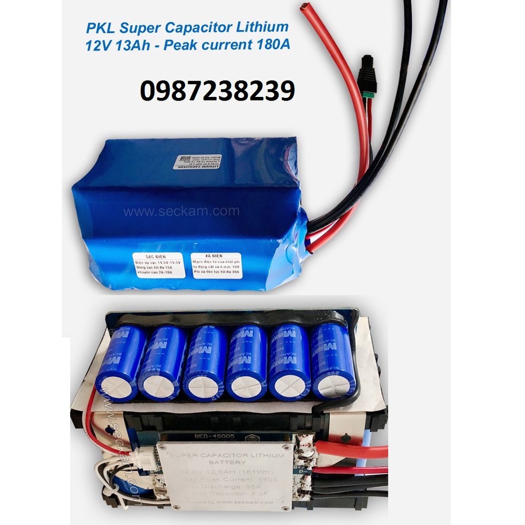 Acquy siêu tụ điện cho xe phân khối lớn 13AH xả 180A PKL Lithium Capacitor