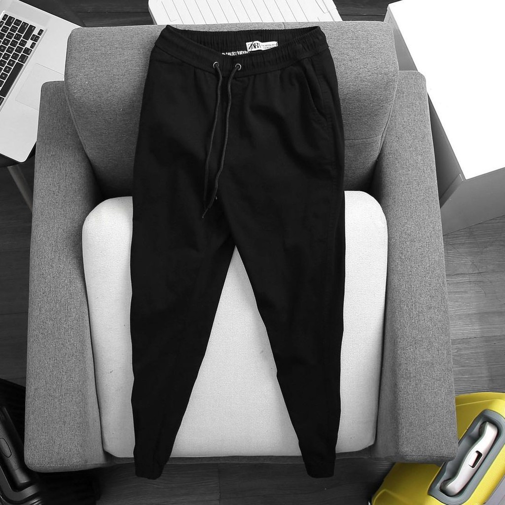 Quần jogger kaki nam đen | Quần ống bó nam năng động và khỏe khoắn, vải nhập khẩu co giãn, mềm mại