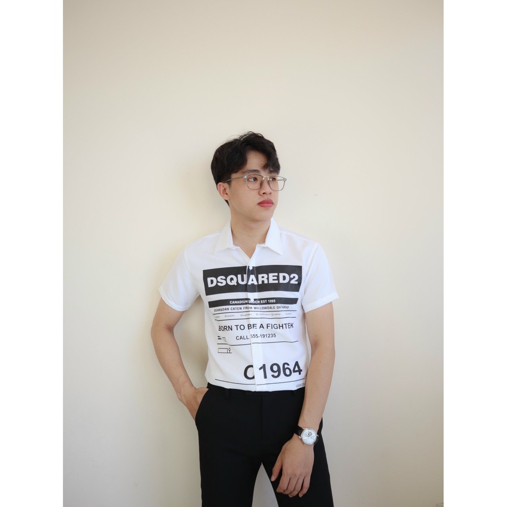 Áo sơ mi nam hàn quốc tay ngắn lụa trắng giá rẻ phối họa tiết kiểu đẹp mẫu mới cao cấp AHFASHION | BigBuy360 - bigbuy360.vn