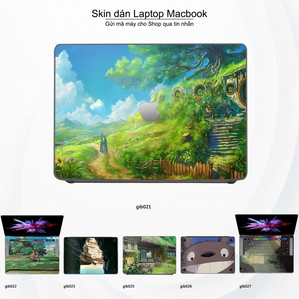 Skin dán Macbook mẫu Ghibli anime (đã cắt sẵn, inbox mã máy cho shop)