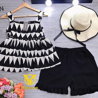 Set áo 2 dây zíc zắc kèm quần đùi đũi bèo-Siêu hot