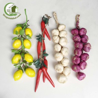 Dây hành tím, tỏi, chanh, ớt giả - trái cây củ quả giả cao cấp