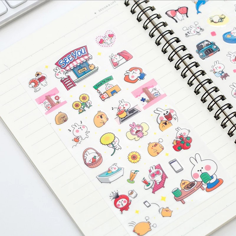 Sticker Cute Trang Trí Sổ Thỏ Bảy Màu Cony Lí Lắc