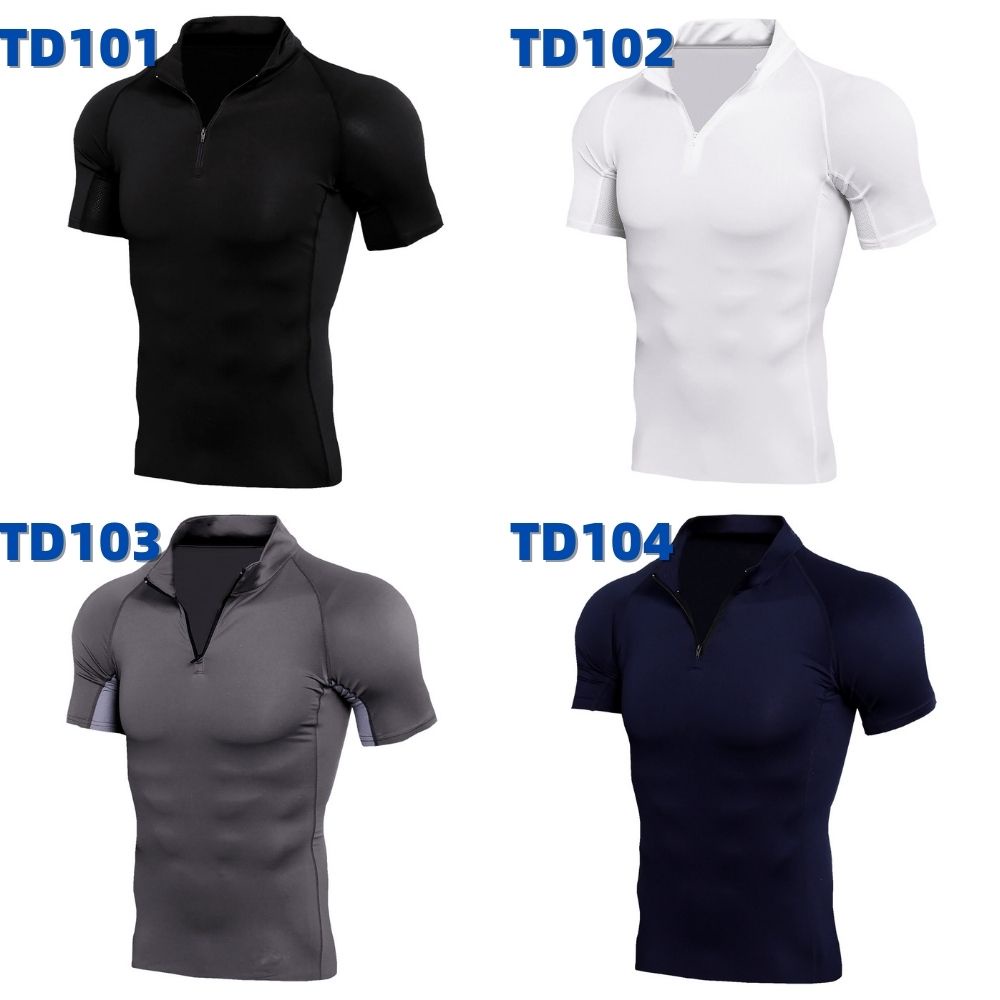 1 Áo Thun Tay Ngắn Cổ Khóa Kéo Thời Trang Sành Điệu Cho Nam