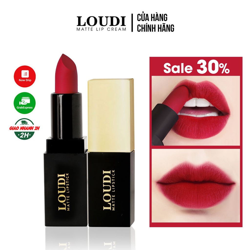 Son sáp lì màu đỏ cherry 3.5g Loudi LDS09ĐC chính hãng