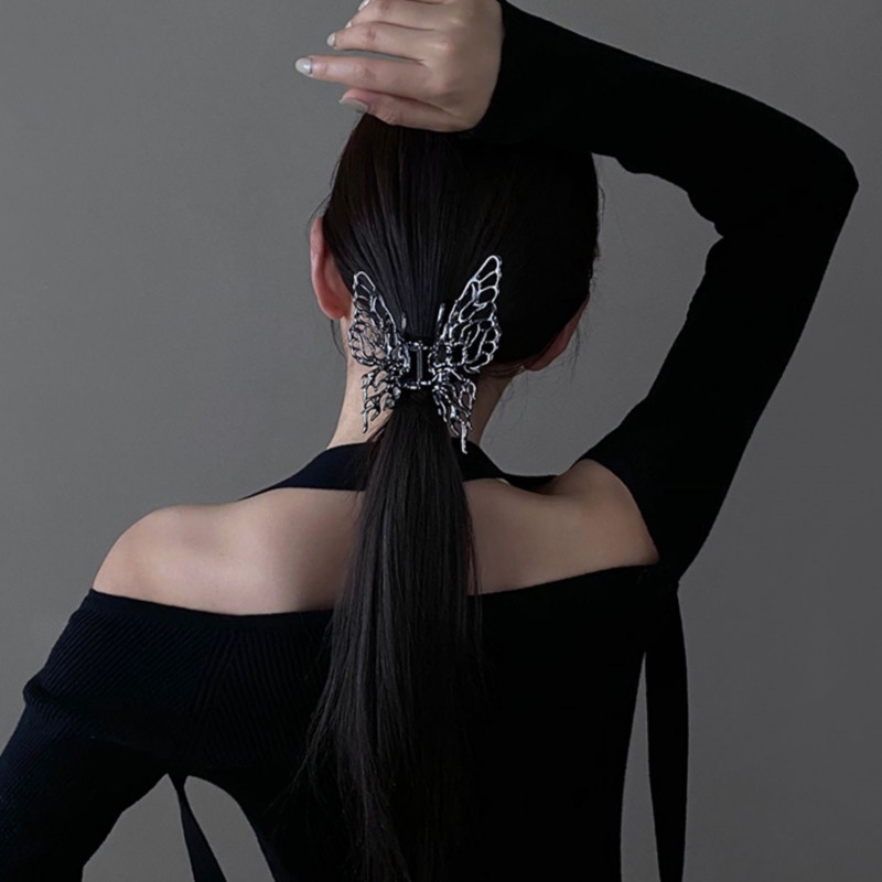 Kẹp Tóc Kim Loại Hình Bướm Lưng Phong Cách hip hop Cá Tính