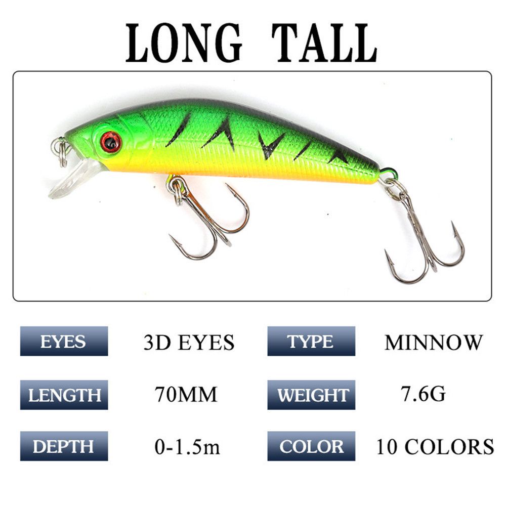 Mồi Câu Cá Nhân Tạo Cứng 70mm 8g Có Lưỡi Câu