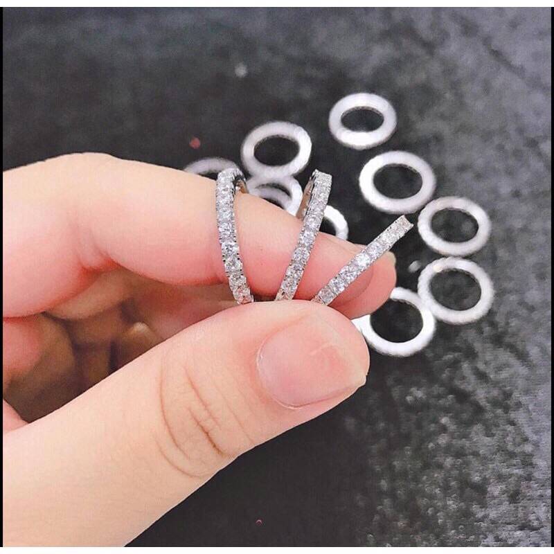 Nhẫn mạ vàng bạch kim bền màu đính đá full xoàn N1F