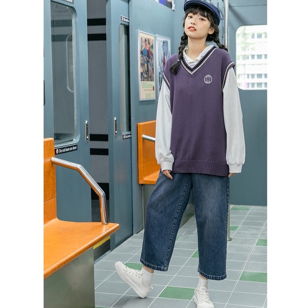 Áo gile len ulzzang nữ áo len gile nữ phong cách hàn quốc - AL11 | BigBuy360 - bigbuy360.vn