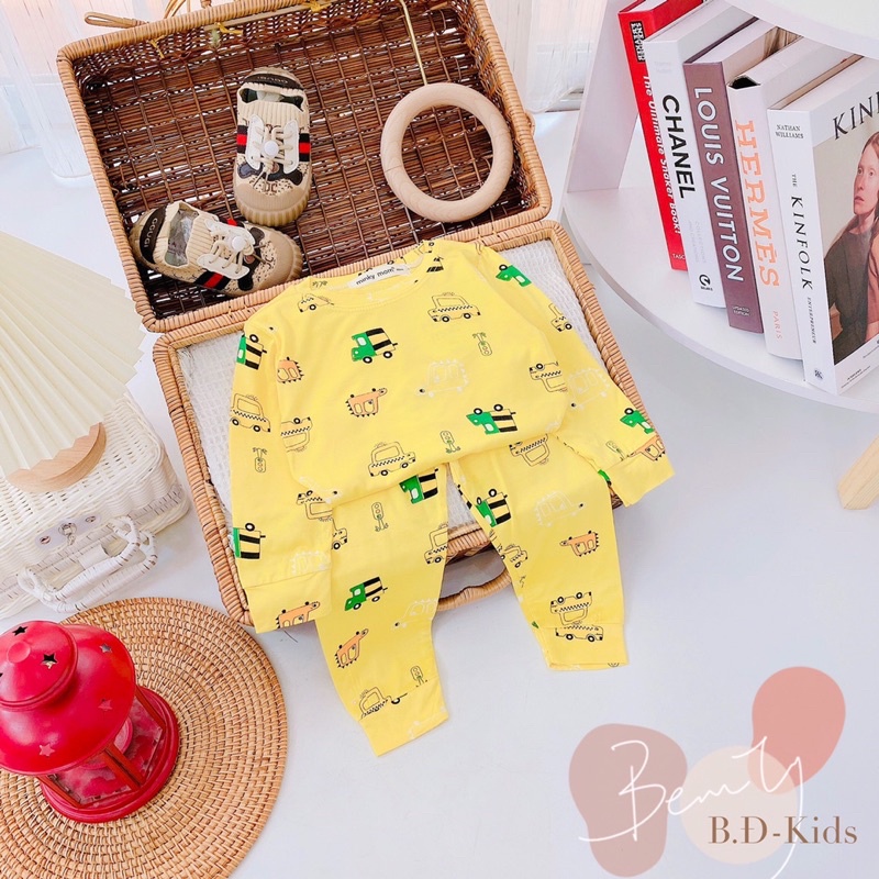 TD12 Bộ Dài Tay Thun Minkymom In Toàn Thân - Sóc Khủng Long cho bé từ 8-21kg