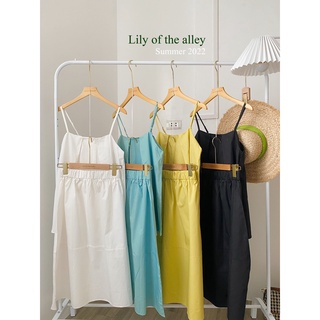 Set áo 2 dây chân váy midi vải thô