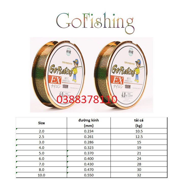 Dây Cước Câu Cá Tàng Hình Nylon Gofishing 100m Tải Cá Tốt DC-01