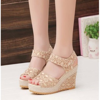 Giày đế xuồng nữ 9p cao cấp, dép đế xuồng màu kem, đen