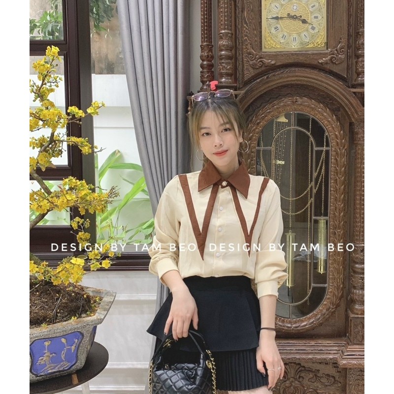 Áo sơ mi mix vạt viền cực xinh [HOT NHẤT] chất siêu xịn