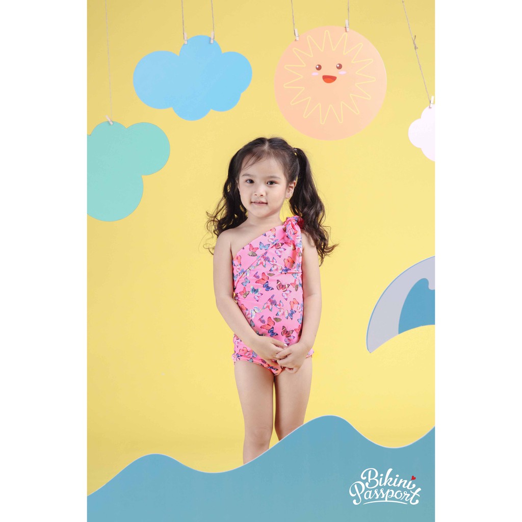 Đồ bơi áo tắm em bé BIKINI PASSPORT Một mảnh lệch vai - Hồng-KD026_PK