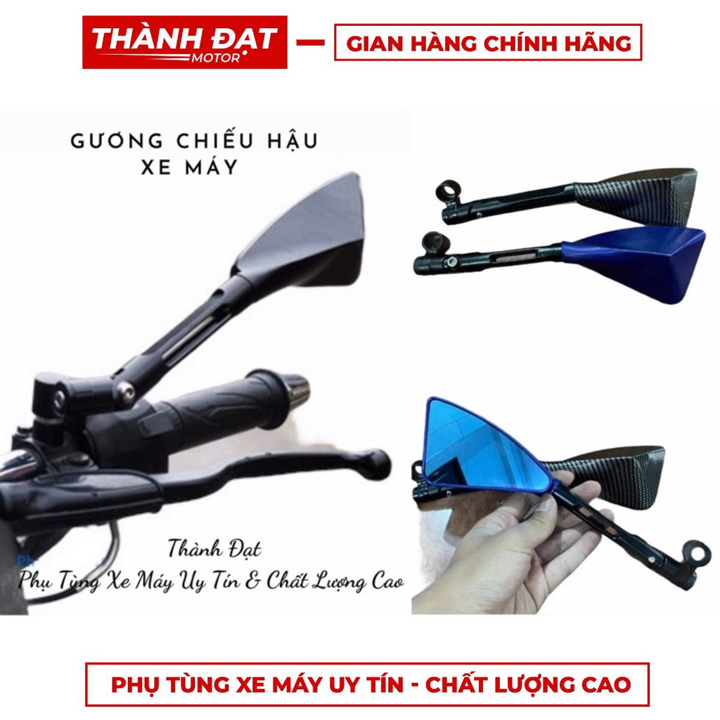 Gương kính chiếu hậu xe máy cao cấp kiểu dáng ba cạnh tam giác , mặt kính chống chói