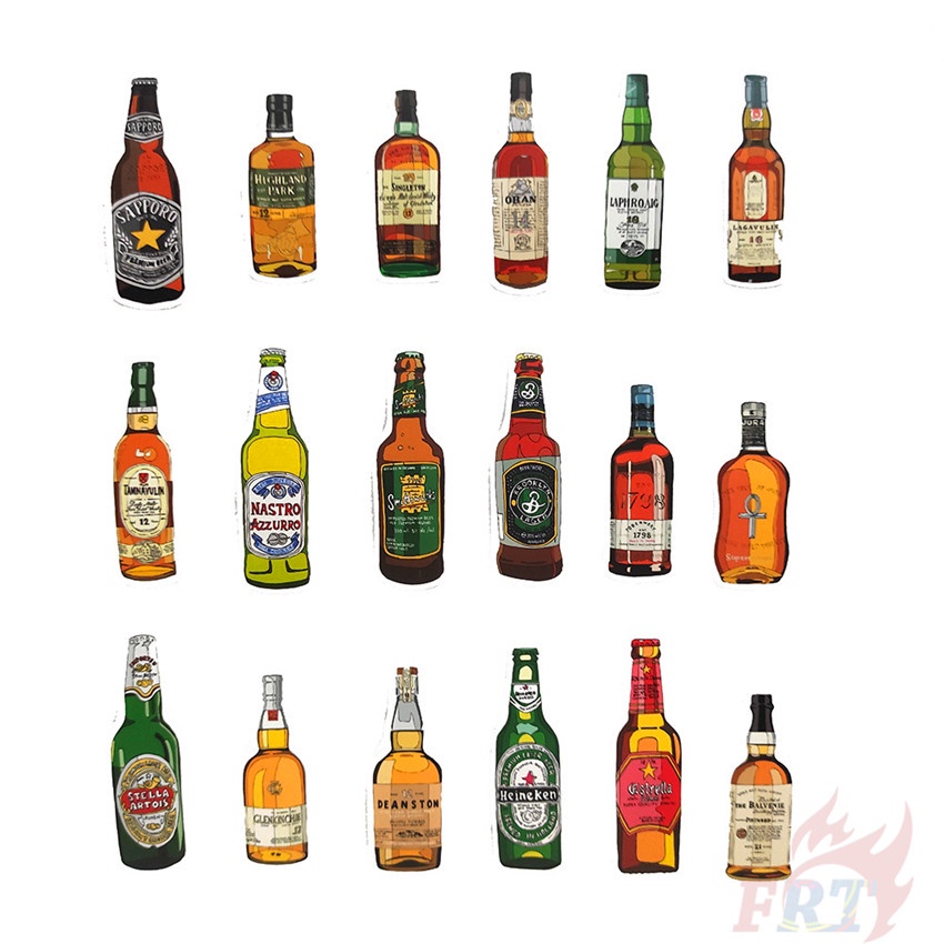 ❉ Beer Beverage Whiskey Bottle Series 02 Winebottle Art Stickers ❉ 50Pcs/Set DIY Fashion Doodle Decals Stickers