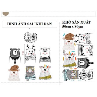 Decal dán tường Thú xinh đáng yêu
