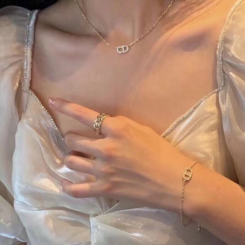 Vòng Tay/Vòng cổ Bằng Hợp Kim Mặt Chữ D Phong Cách Hàn Quốc Mới