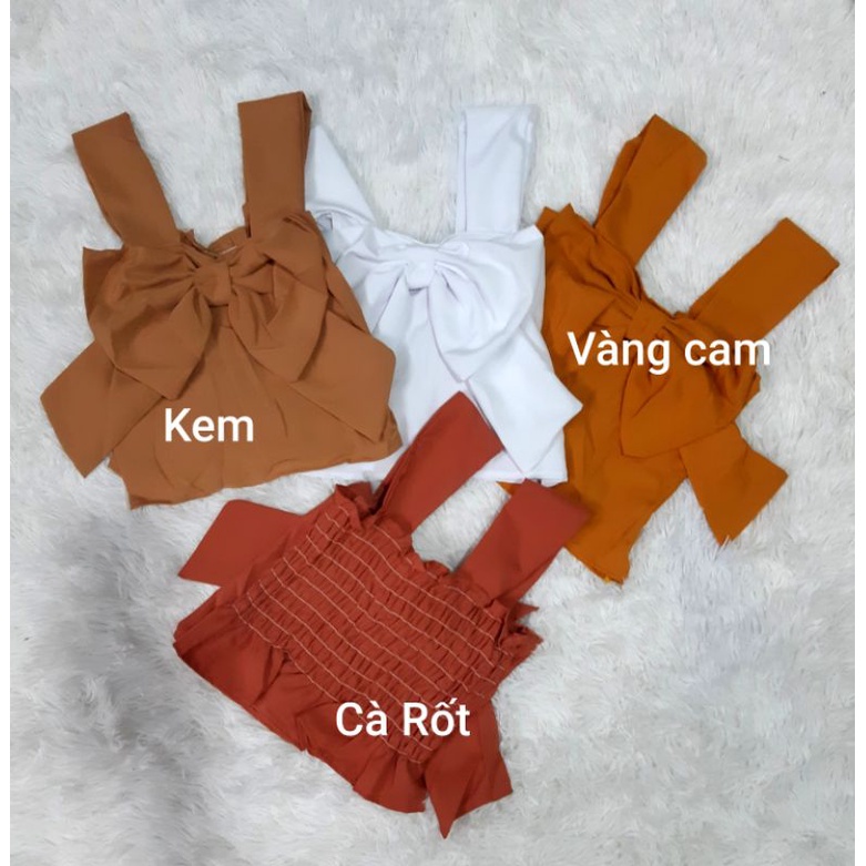 Áo hai dây bảng to croptop thắt nơ trước, áo kiểu croptop