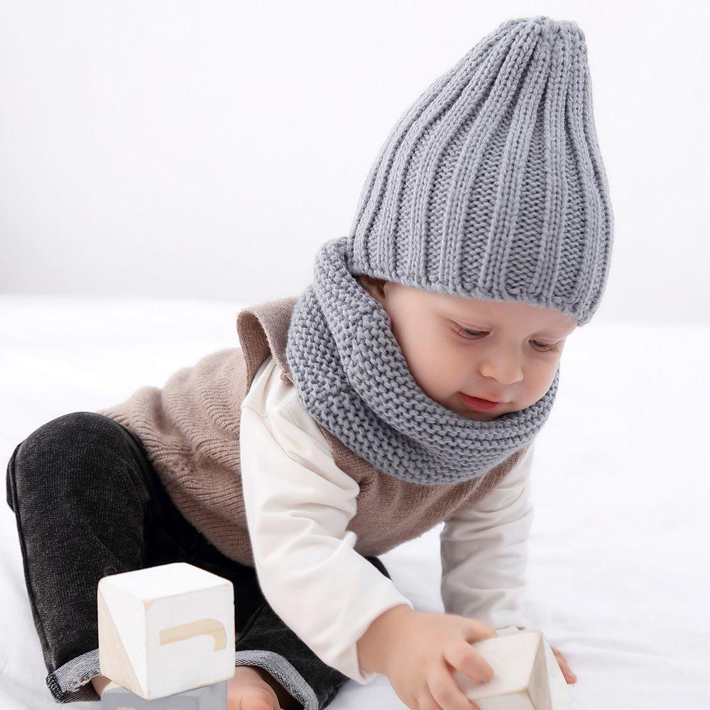 Mũ Beanie Kèm Khăn Choàng Cổ Giữ Ấm Mùa Đông Cho Bé