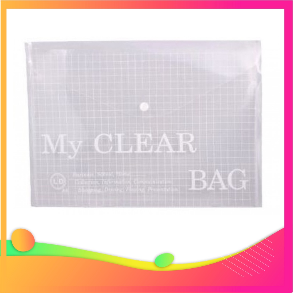 Bìa nút My Clear F4, A4, Bìa đựng hồ sơ giấy A4 { Qui cách 1 xấp 12 cái } ( Túi đựng hồ sơ văn phòng phẩm )