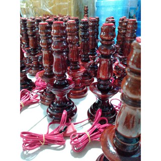đèn thờ gỗ tràm (đèn cầy trung) cặp đèn thờ cúng