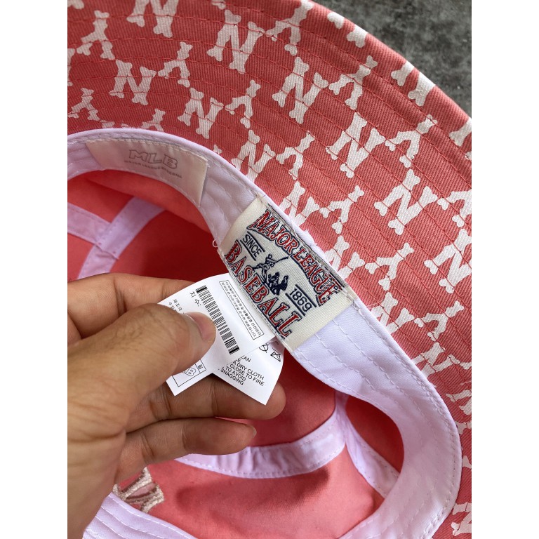 (HÀNG XUẤT XỊN) Mũ / Nón Bucket hồng nhiều logo N13 MONOGRAM BUCKET HAT PINK/WHITE Made in Viet/nam full tem tag One siz