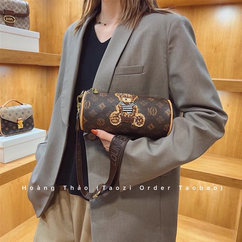 Túi hộp tròn trống cơm hoạ tiết gấu quai bảng to chất bao đẹp siêu hot 2021 ♥️