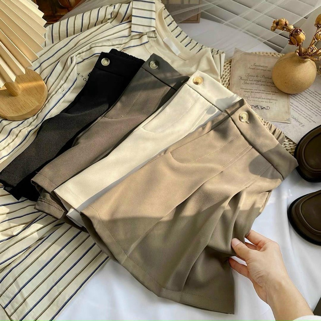 Quần Short Cạp Cao Kiểu Dáng Hàn Quốc Hottrend Trẻ Trung Ống Rộng Dáng Váy Mã 306