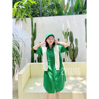 Đầm sơ mi túi nắp [2YOUNG] D984 (ảnh thật)