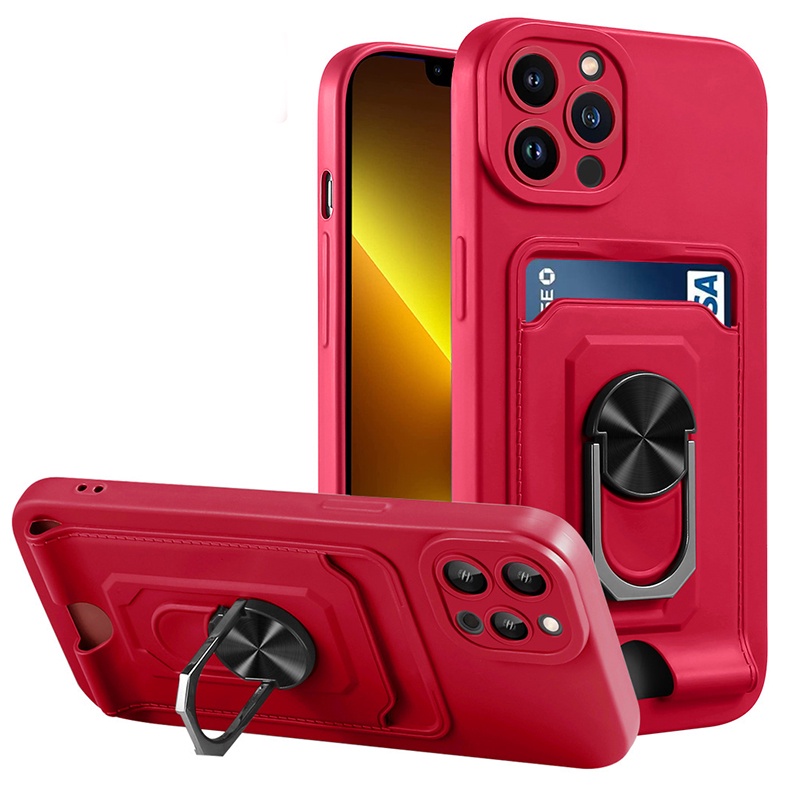 Case iPhone 13 Pro Max Camera Lens Protection Phone Case For iPhone 13 13 Pro 13 Mini iPhone 12 12 Pro Max  Ring Stand Holder Soft Back Cover With Card Slot