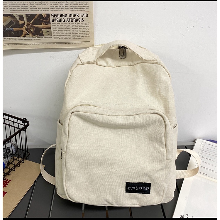 Sẵn - Balo Hai ngăn vải thô Canvas dày dặn cao cấp phom đứng phong cách Unisex cho nam và nữ