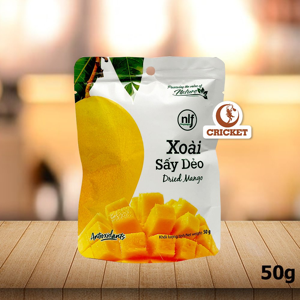 Xoài Sấy Dẻo Dried Mango NLF- Túi 50g - Thơm Ngon Tự Nhiên Giữ Trọn Vị Ban Đầu