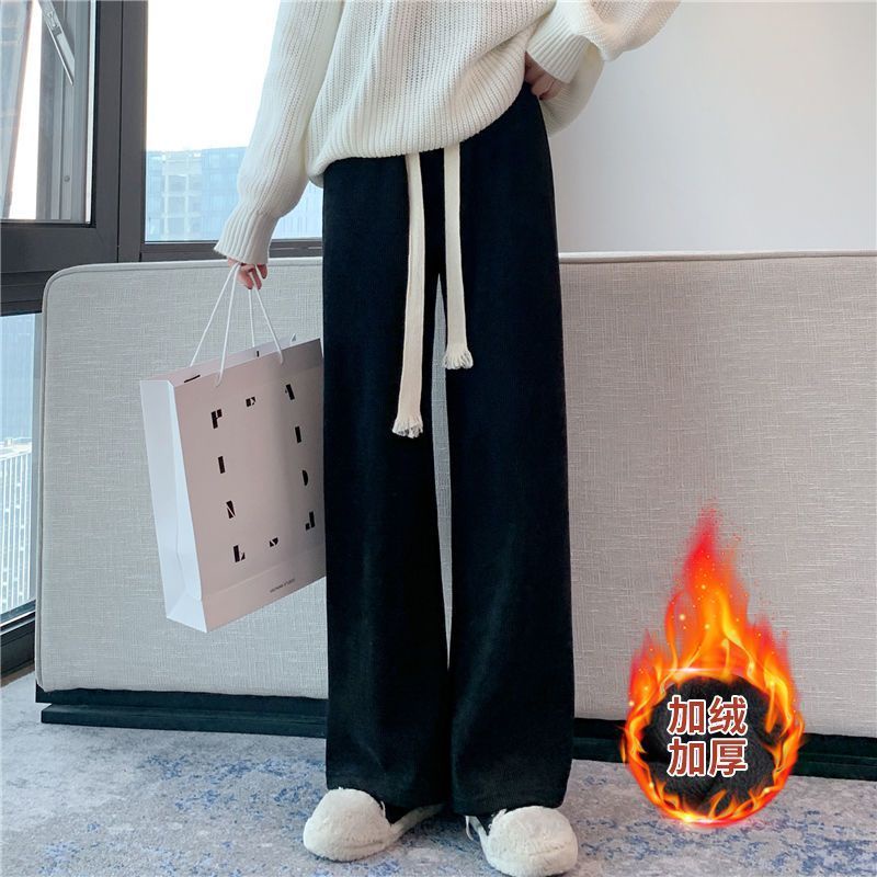 Quần Dài Vải Nhung Mỏng Ống Rộng Lưng Cao Thời Trang 2022 Mới