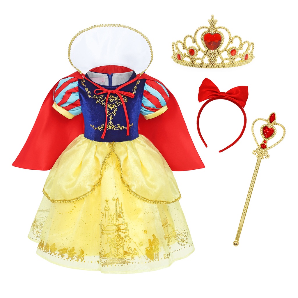 Set đầm với các phụ kiện hóa trang thành công chúa bạch tuyết cho bé cho đêm halloween