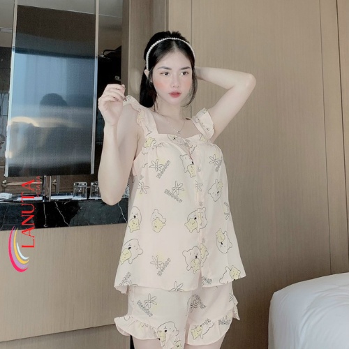 Đồ ngủ sexy nữ 2 dây pijama lụa bigsize cute mặc nhà dễ thương chất liệu mango cao cấp LANUTA
