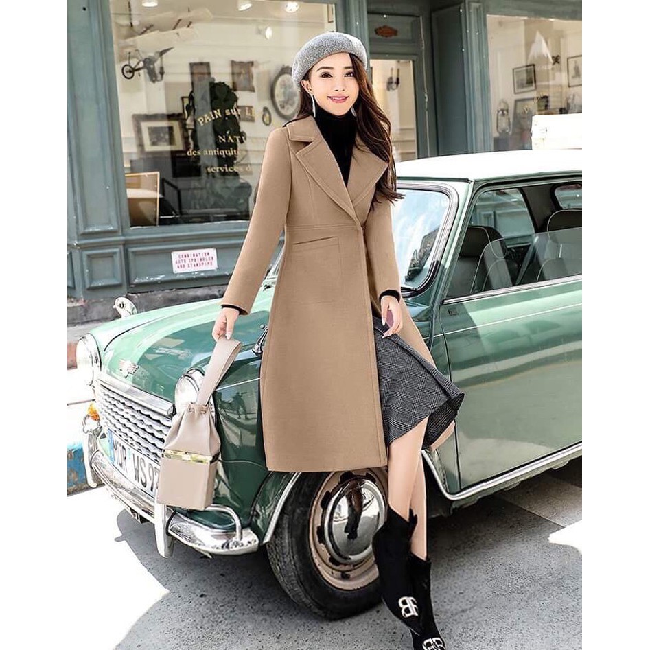 Áo Khoác Dạ Form Dài Cổ Vest